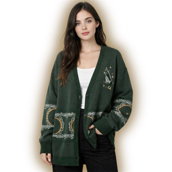 Her Universe Sweaters - Rare! The Lord Of The Rings Lórien leaf and the One Ring Cardigan (Unisex)